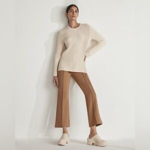 Everlane Dream Kick Flare Pant Knit Stretch Fitted Brown Taupe Beige Donni Small
